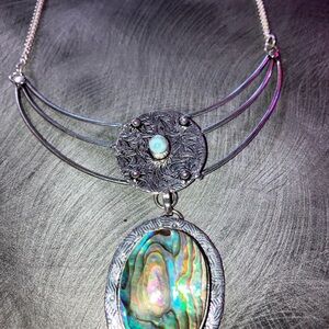 Silver and Abalone Pendant Necklace